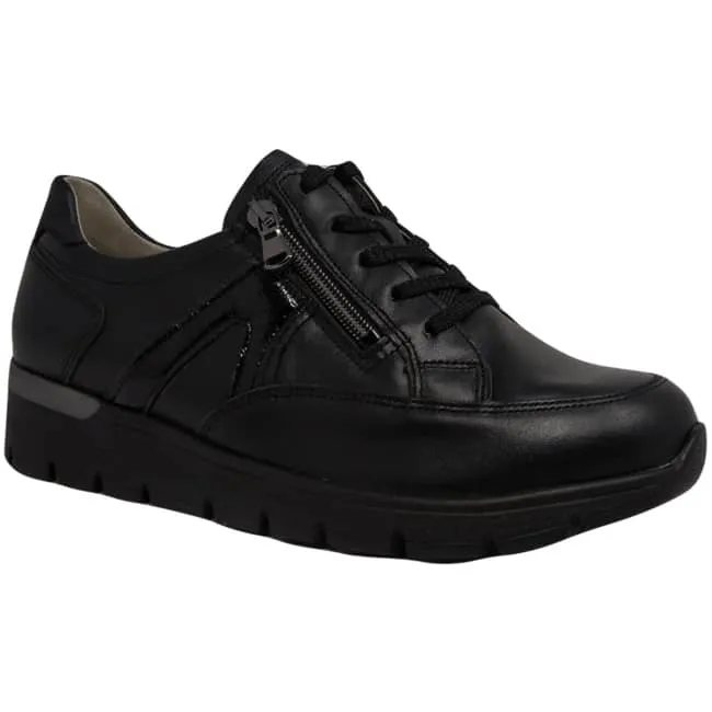 Waldlaufer Women's K-Ramona Sneaker Black Leather