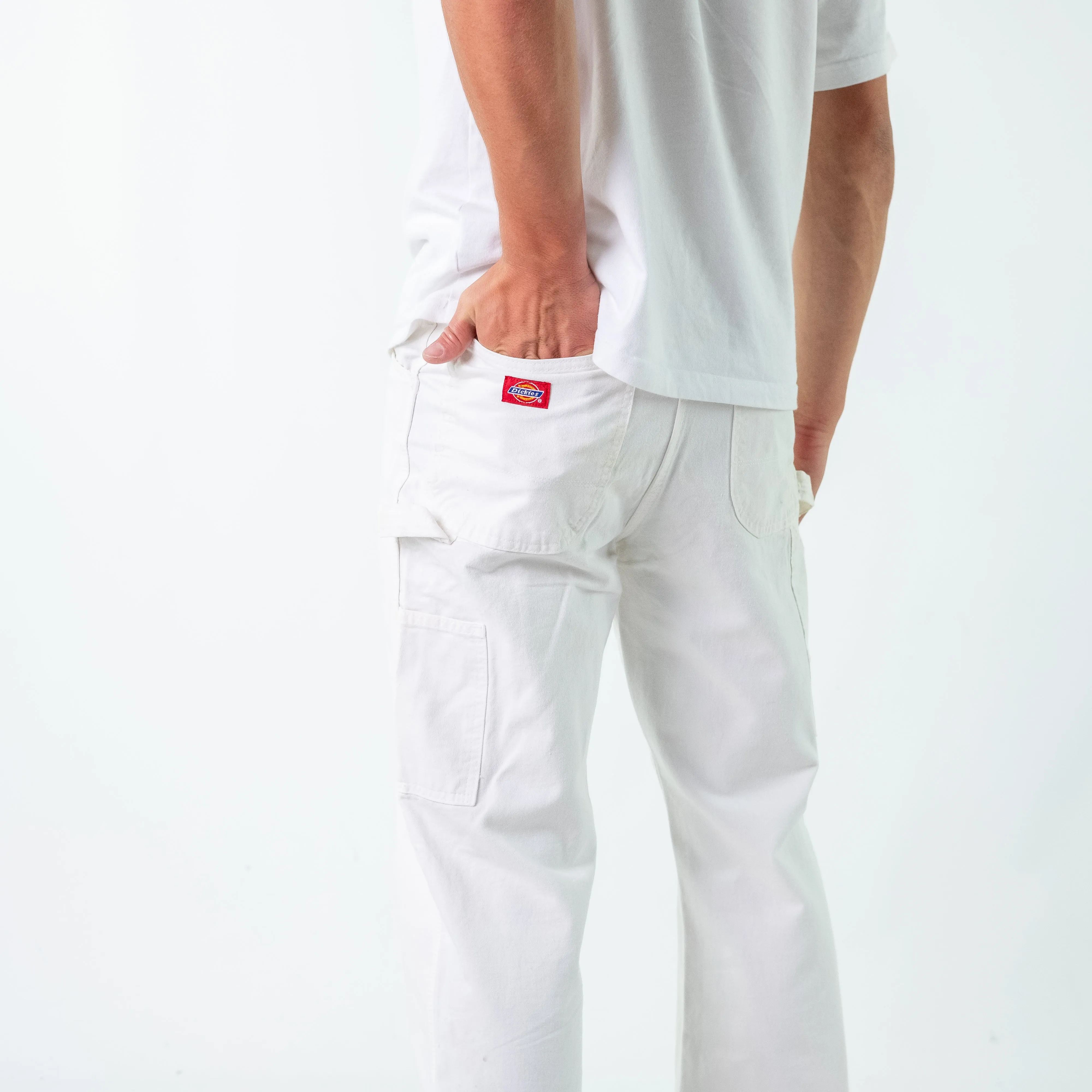 White 90s Dickies Denim Carpenter Jeans Baggy Pants (34x32)