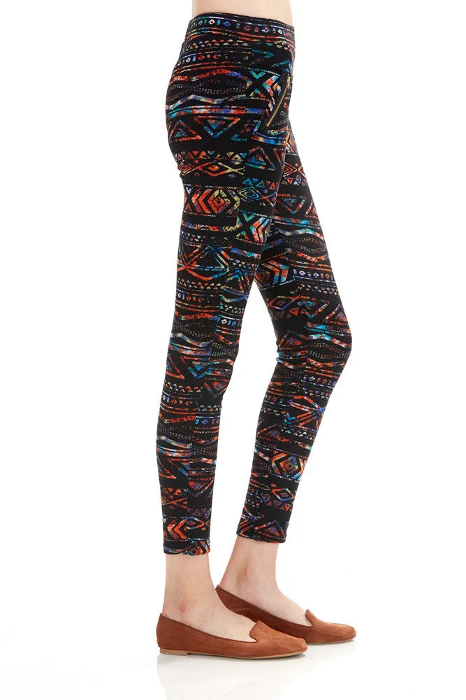 Women's Regular Multi Colored Triangle Shaped Pattern Leggings