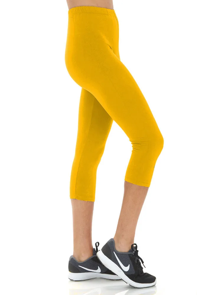 Women's Regular Solid Color Buttery Soft Cropped Capri Leggings