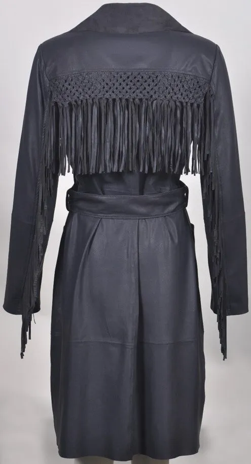 Women's Shiri Fringed Napalan Leather Coat