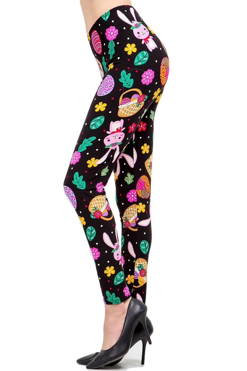 Women's XPlus Cute Bunny & Easter Egg Pattern Print Leggings