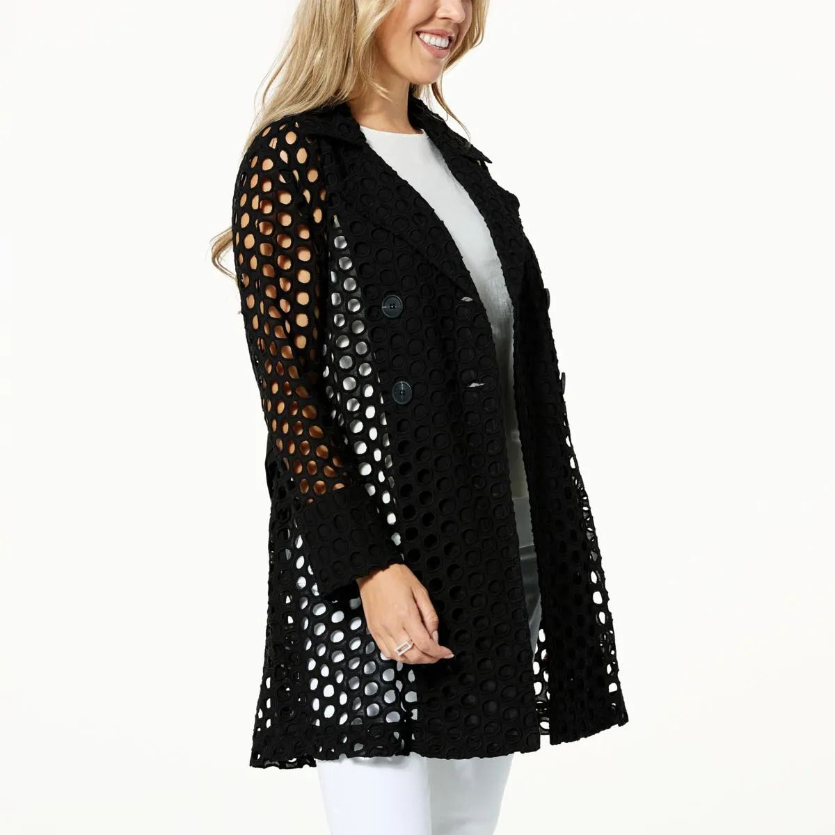      WynneCollection Eyelet Trench Coat     